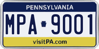 PA license plate MPA9001