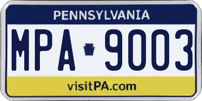PA license plate MPA9003
