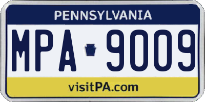 PA license plate MPA9009