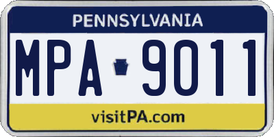 PA license plate MPA9011