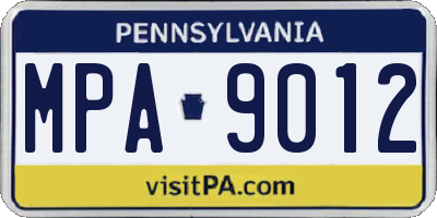 PA license plate MPA9012
