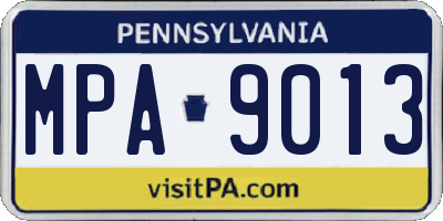 PA license plate MPA9013