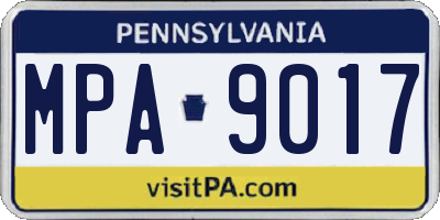 PA license plate MPA9017