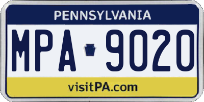 PA license plate MPA9020