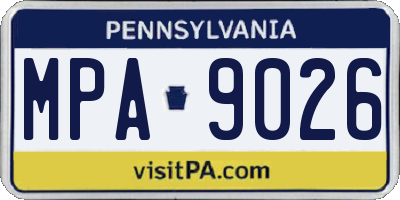 PA license plate MPA9026