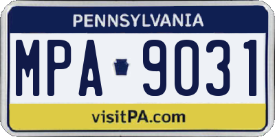 PA license plate MPA9031