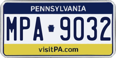 PA license plate MPA9032
