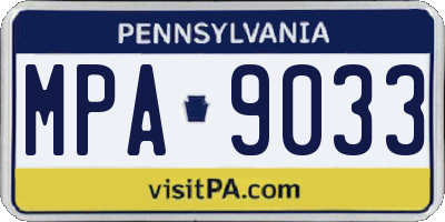 PA license plate MPA9033