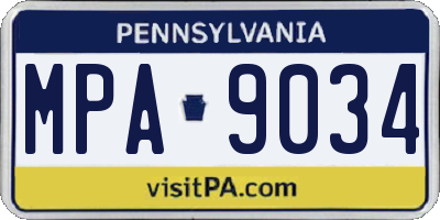 PA license plate MPA9034