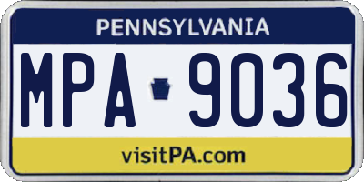 PA license plate MPA9036
