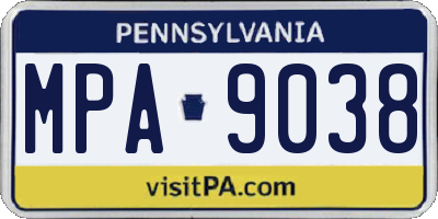 PA license plate MPA9038