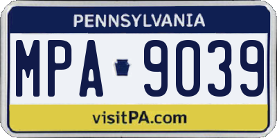 PA license plate MPA9039