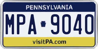 PA license plate MPA9040