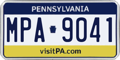 PA license plate MPA9041