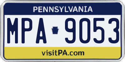 PA license plate MPA9053