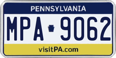 PA license plate MPA9062