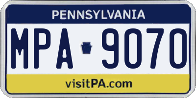 PA license plate MPA9070