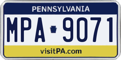 PA license plate MPA9071
