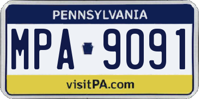 PA license plate MPA9091
