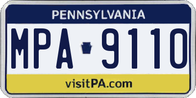 PA license plate MPA9110