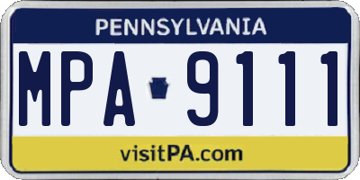 PA license plate MPA9111
