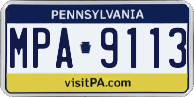PA license plate MPA9113