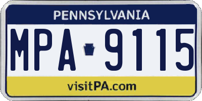 PA license plate MPA9115