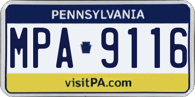 PA license plate MPA9116