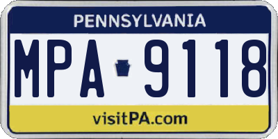 PA license plate MPA9118