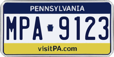 PA license plate MPA9123