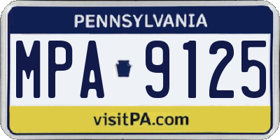 PA license plate MPA9125