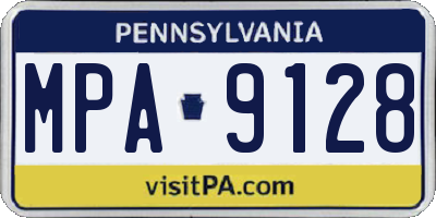PA license plate MPA9128