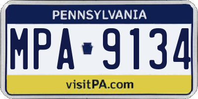 PA license plate MPA9134