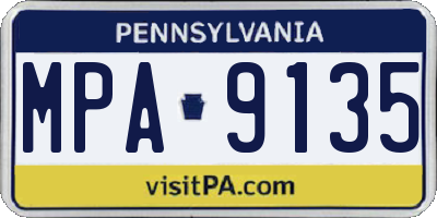 PA license plate MPA9135