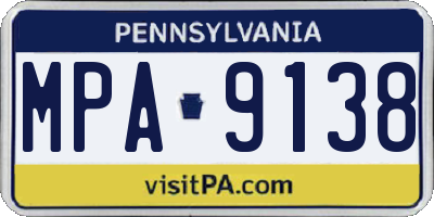PA license plate MPA9138