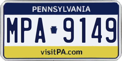 PA license plate MPA9149
