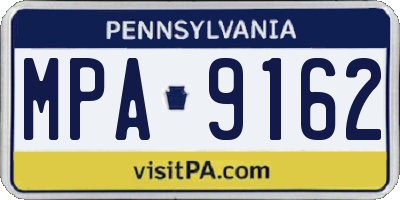 PA license plate MPA9162