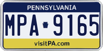 PA license plate MPA9165