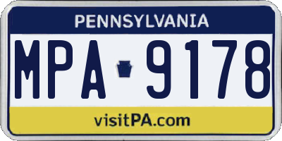 PA license plate MPA9178