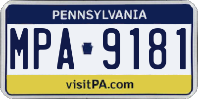 PA license plate MPA9181