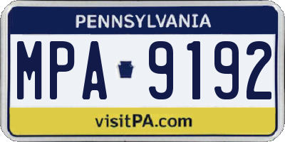 PA license plate MPA9192