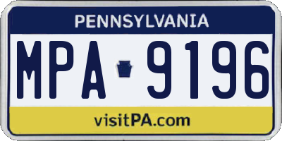 PA license plate MPA9196
