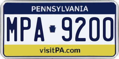 PA license plate MPA9200