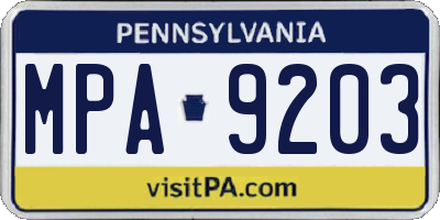 PA license plate MPA9203