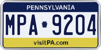 PA license plate MPA9204