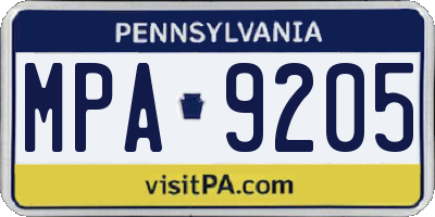 PA license plate MPA9205