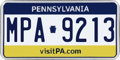 PA license plate MPA9213