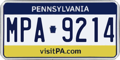 PA license plate MPA9214