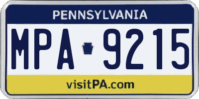 PA license plate MPA9215