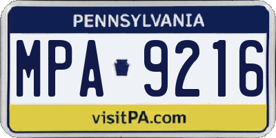 PA license plate MPA9216